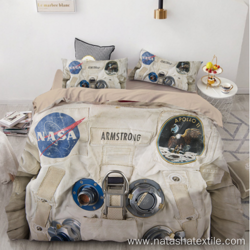 NASA astronaut digital printing brushed bedding set